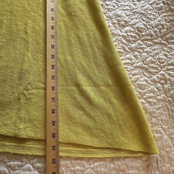 EILEEN FISHER Top Organic Linen V-Neck Asymmetric Short Sleeve Yellow Size M NWT - Picture 11 of 11